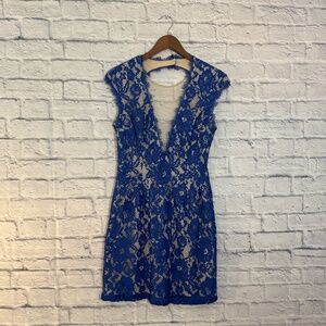 Aidan by Aidan Mattox Lace Blue Cocktail Dress